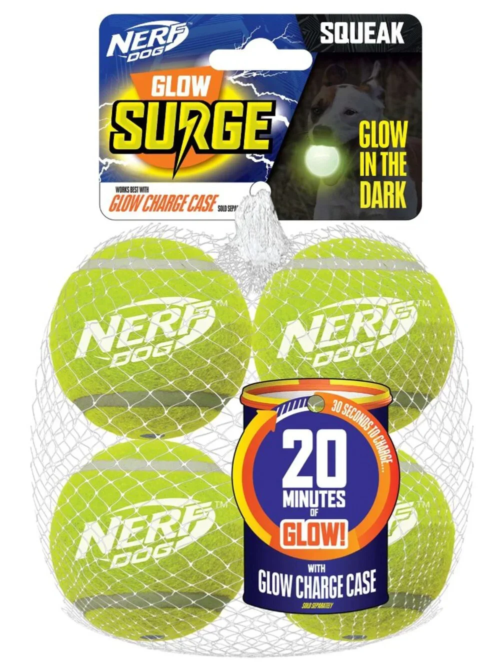 Nerf Max Glow Surge Glow In The Dark Tennis Ball | 8 Pack | Brand New